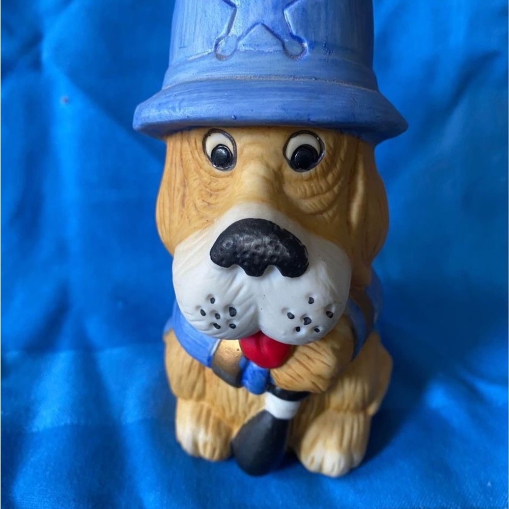 Jasco Vintage Dog Piggybank, Basset Hound Policeman Collectible Taiwan 1980s vgc